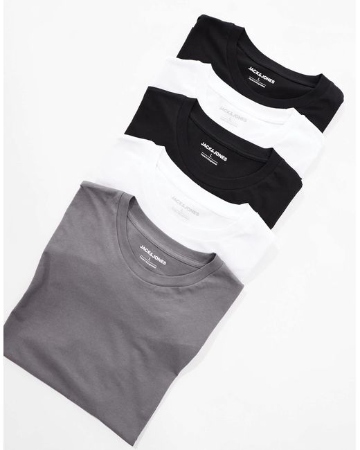 Jack & Jones – 5er-pack oversize-t-shirts in Gray für Herren