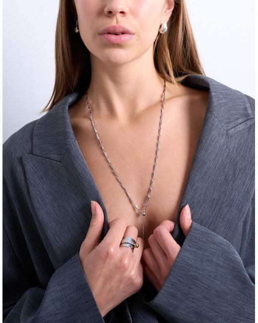 TOPSHOP Black Morgan Stainless Steel Twisted Long Chain Necklace