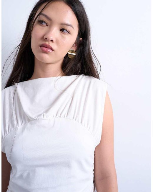 TOPSHOP Top Met Zonder Mouwen En Rimpeleffect in het White