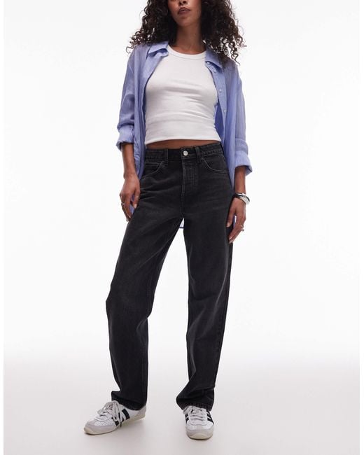 TOPSHOP Women's Blue Kort High Rise Straight Jean