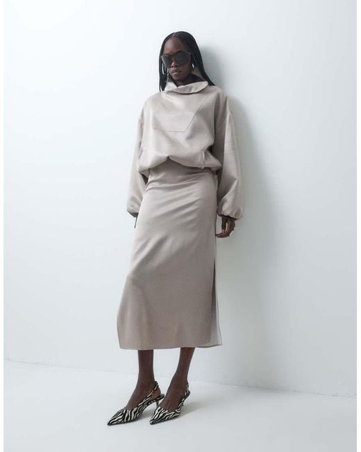 ASOS Gray Satin Funnel Neck Jacket