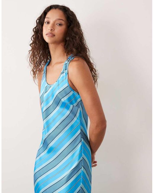 ASOS Blue Scoop Satin Maxi Dress