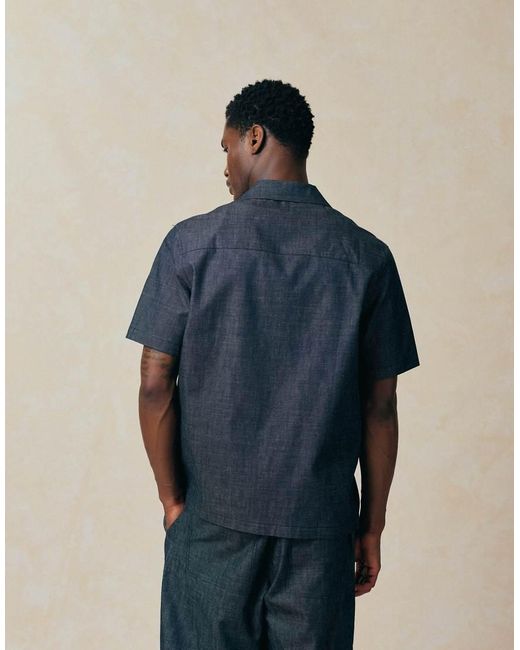 ASOS Blue Co-ord Short Sleeve Lightweight Denim Shirt for men