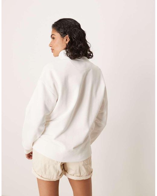 Gant Sweatshirt Met Klein Logo En Halve Rits in het Natural