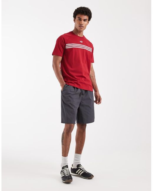 Adidas Originals Red Chest Stripes T-shirt for men