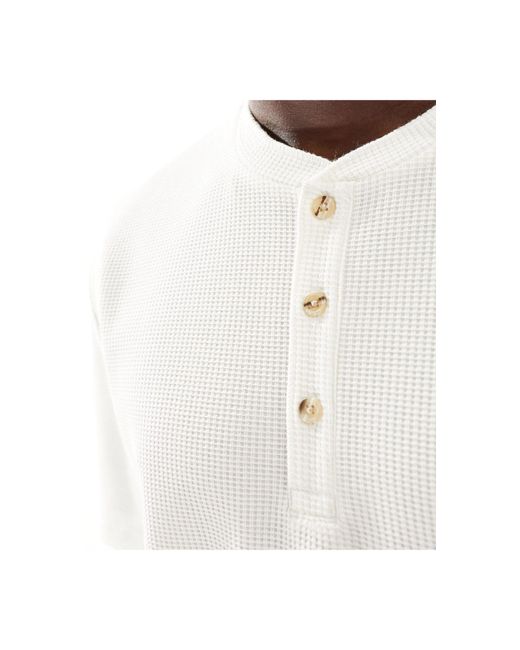 ASOS White Relaxed Fit T-shirt With Button Up Collar for men