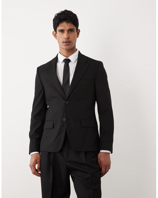 River Island Black Slim Suit Jacket for men