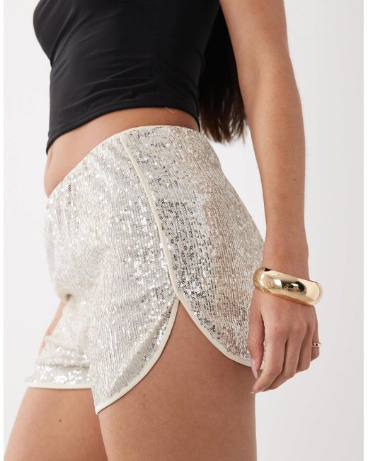 ASOS White Sequin Runner Short