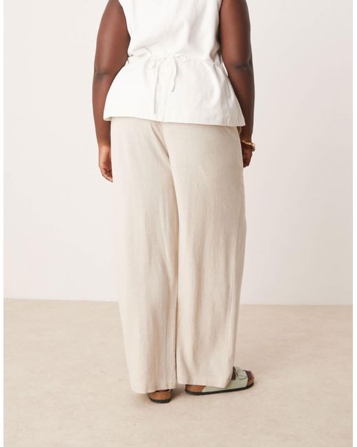 ASOS Natural Curve Relaxed Straight Leg Pants With Linen