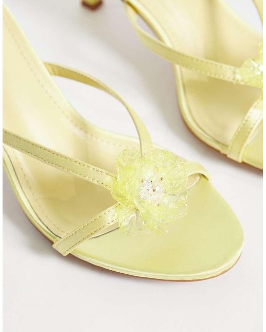 SIMMI Metallic Simmi London Elowen Heeled Mule Sandals With Flower