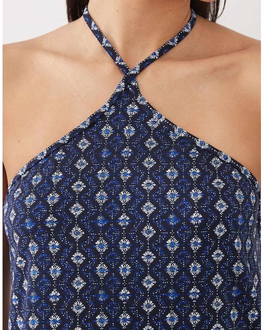Mango Blue Teen Halterneck Mini Dress