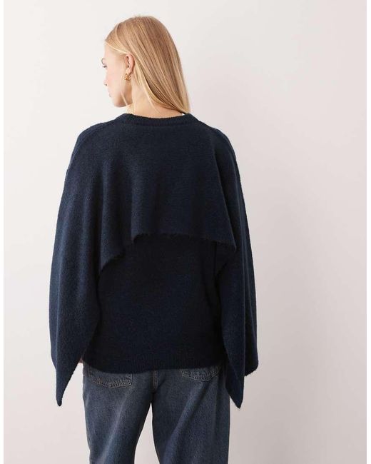 ASOS Blue Fluffy Jumper With Cape Back