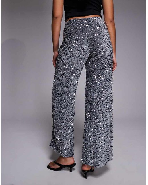 River Island Blue Sequin Pull On Trousers