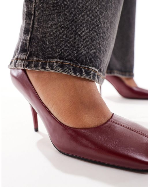 ASOS Red Presley Square Toe Court Shoe