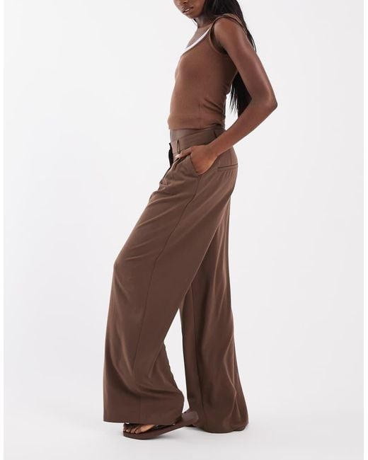 ONLY Brown Wide Leg Tailored Trousers