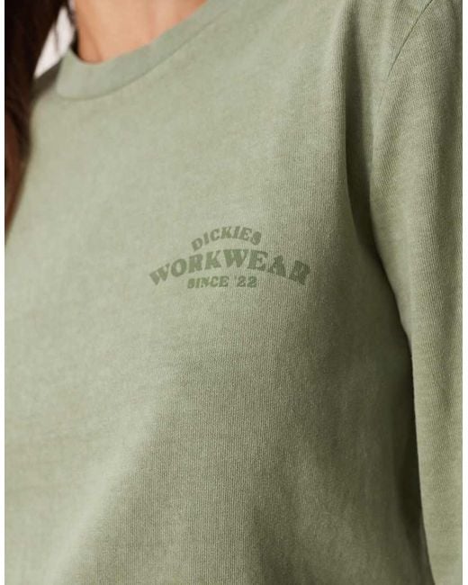 Dickies Green Christiana Long Sleeve Cropped T-shirt