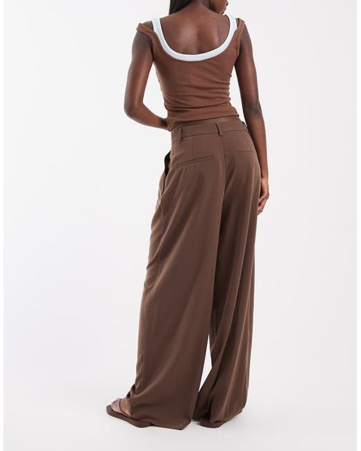 ONLY Brown Wide Leg Tailored Trousers