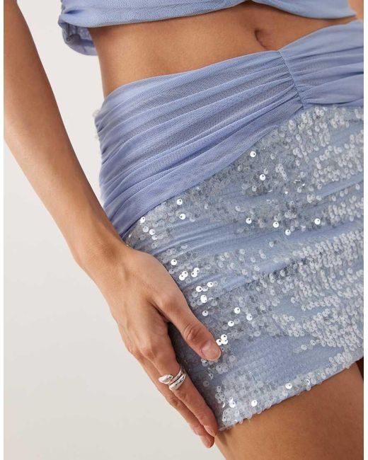 ASOS Blue Co-Ord Sequin Mini Skirt