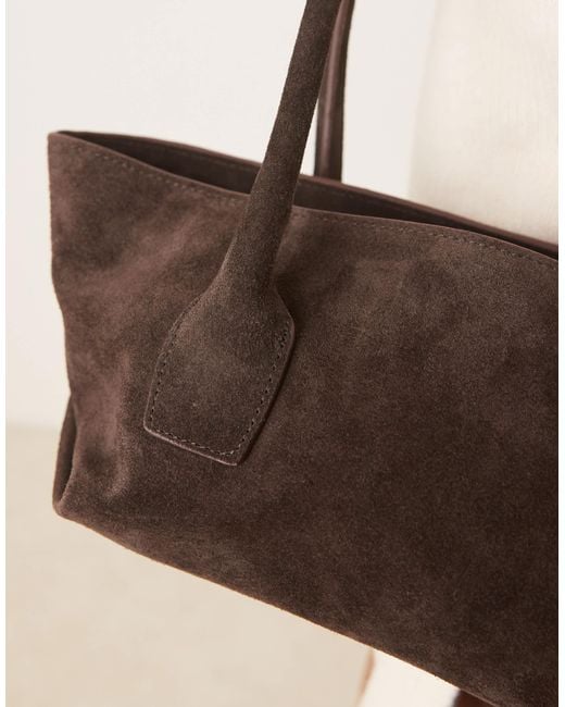 ASOS Brown – längliche handtasche aus wildleder