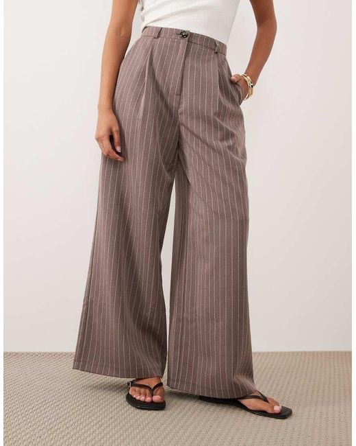 Miss Selfridge Brown Pinstripe Trouser