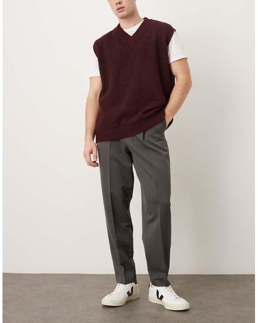 Pantalones De Vestir De Corte Tapered Holgado Con Pinzas De ASOS de hombre de color Gray