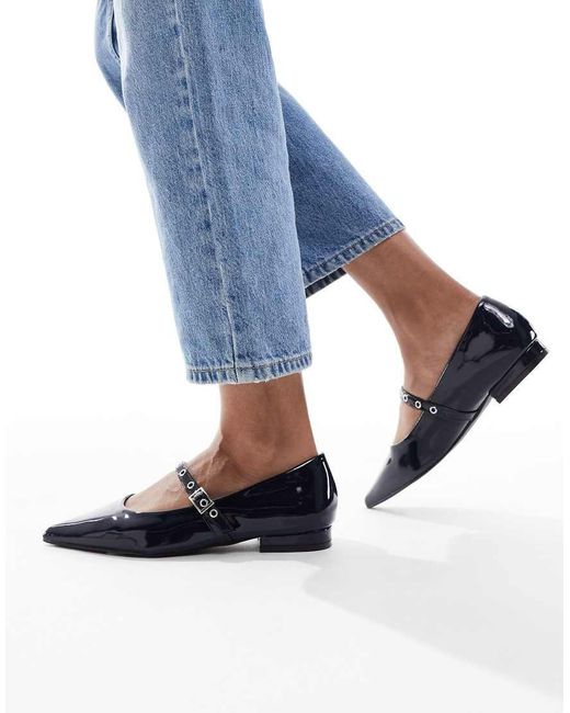 SEQWL Blue Jordan Pointed Toe Balelt Flats