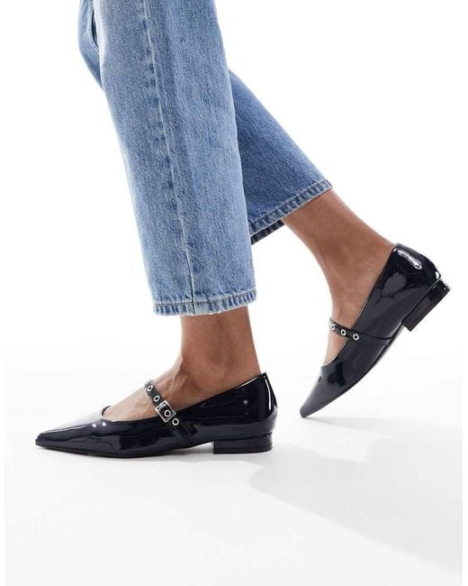 SEQWL Blue Jordan Pointed Toe Balelt Flats