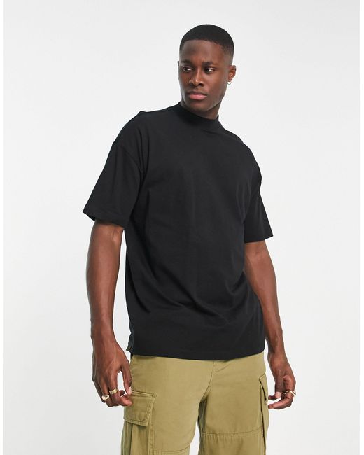 New Look Black Oversized Turtle Neck T-shirt for men