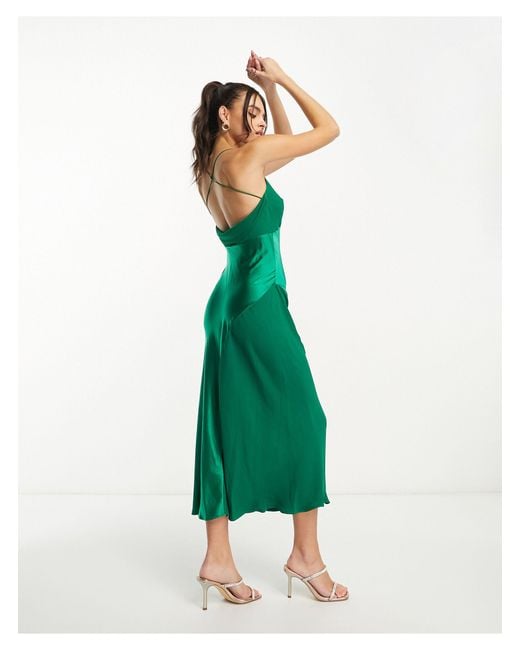 Robe longue en satin Mango en coloris Vert | Lyst