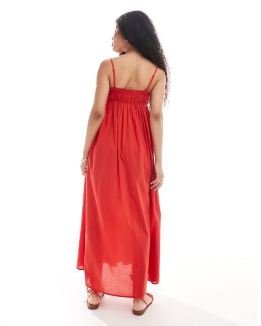 ASOS Asos Design Petite Trapeze Maxi Beach Dress in Red | Lyst