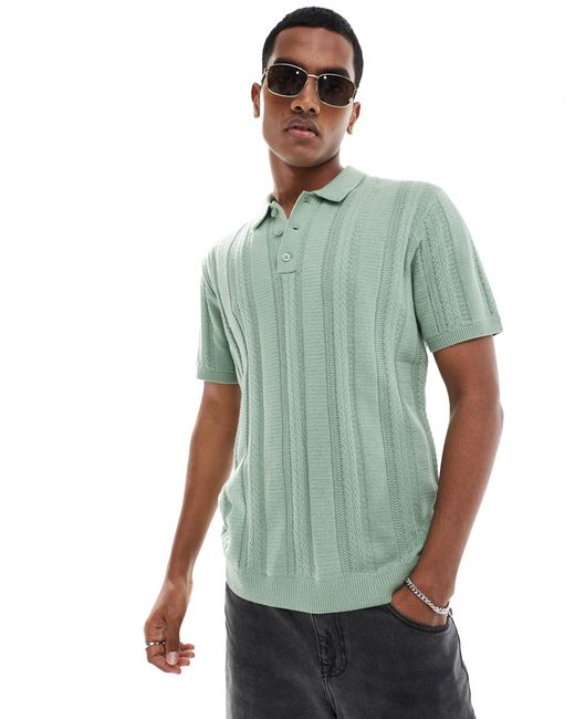 Hollister Green Knitted Polo for men