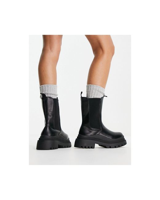 Truffle Collection Black Wide Fit Chunky Chelsea Boots