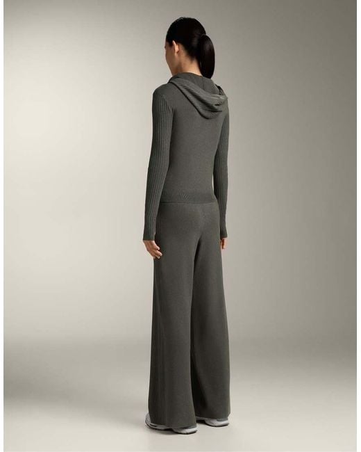 Oysho Gray Slim Fit Knit Jacket With Hood