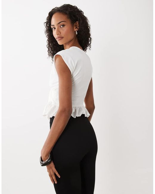 ASOS Blue Tie Front Cutout Top With Peplum Hem