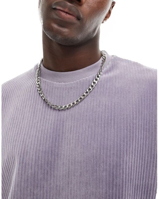 ASOS Purple Relaxed T-shirt With Ribbed Velour for men