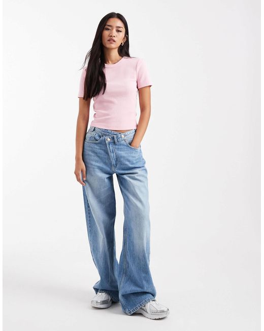ONLY Pink Ribbed T-shirt