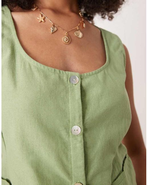 Motel Green Ganita Linen Top Co-Ord