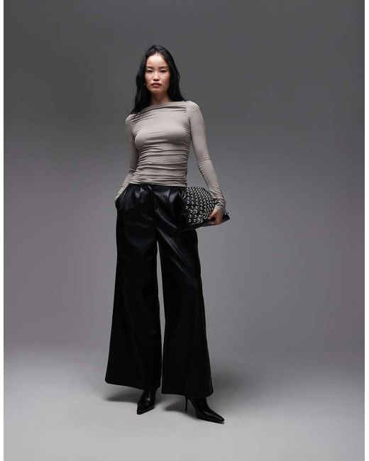 & Other Stories Gray Rich Cotton Long Sleeve Drapey Jersey Top