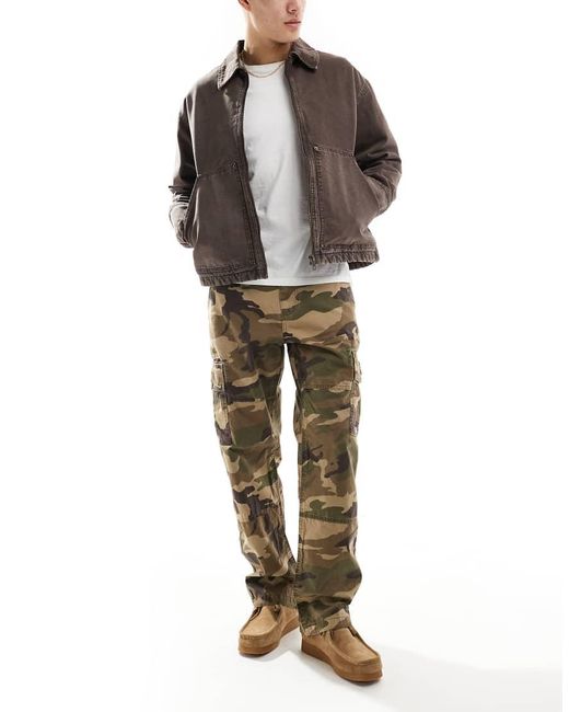 Superdry Brown Cotton Baggy Cargo Pants for men