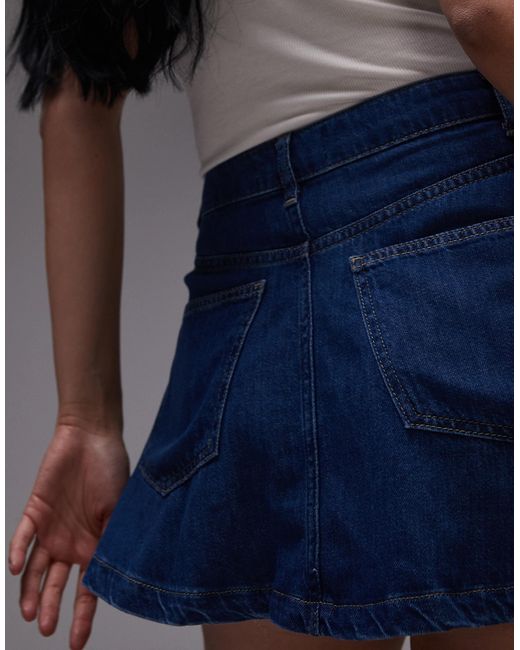 TOPSHOP Blue Denim Full Mini Skirt