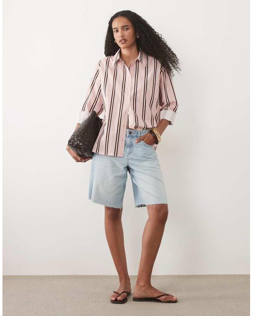 ASOS Pink Stripe Oversized Shirt