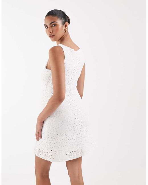 Vero Moda White Jersey Floral Broderie Sleeveless Mini Dress