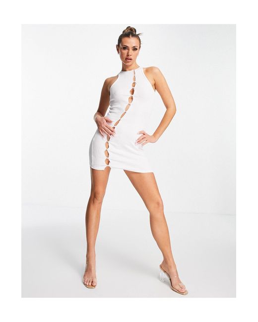 The Couture Club White Cut Out Button Through Mini Dress