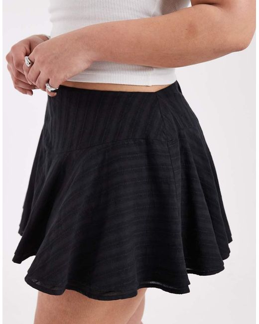 ASOS White Asos Design Curve Textured Drop Waist Lace Insert Mini Skirt