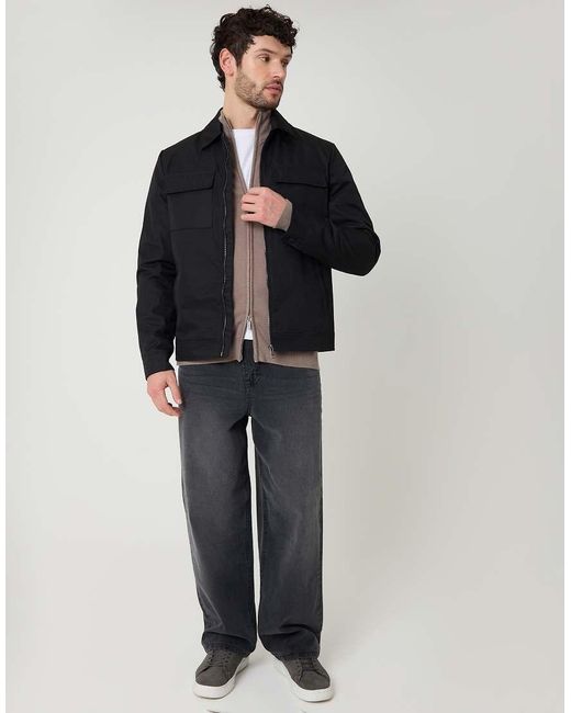 Threadbare Black Showerproof Lightweight Zip Up Jacket for men