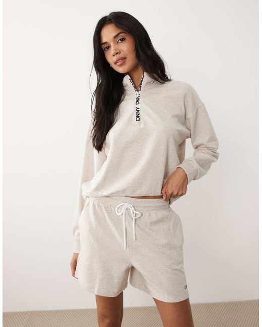 DKNY Natural Long Sleeve Top And Boxer Set