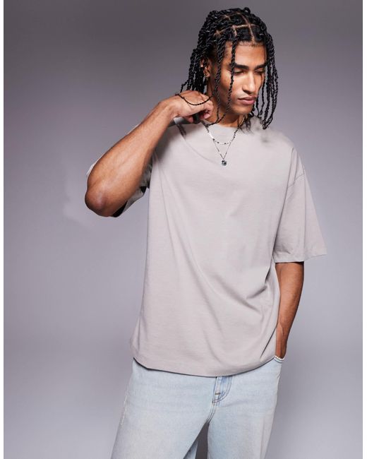 Bershka – basic-t-shirt in Gray für Herren