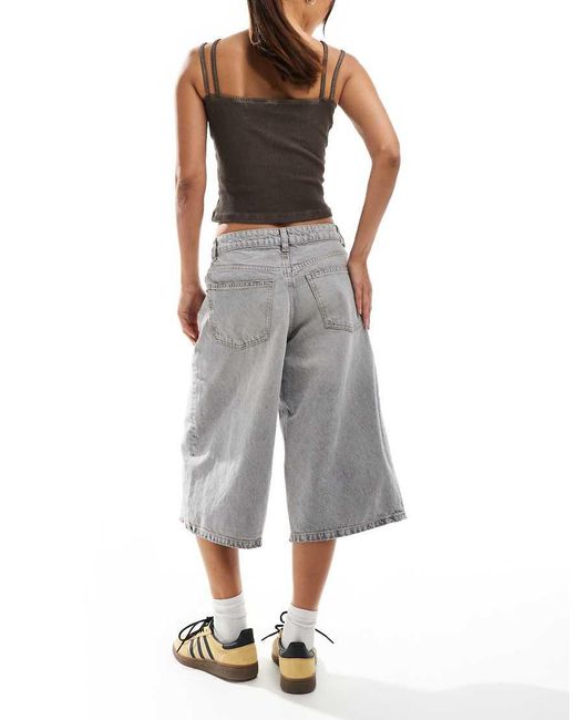 Bershka Gray Baggy Denim Jorts