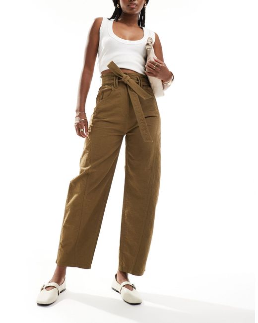 & Other Stories Natural Paperbag Waist Curved Leg Trousers