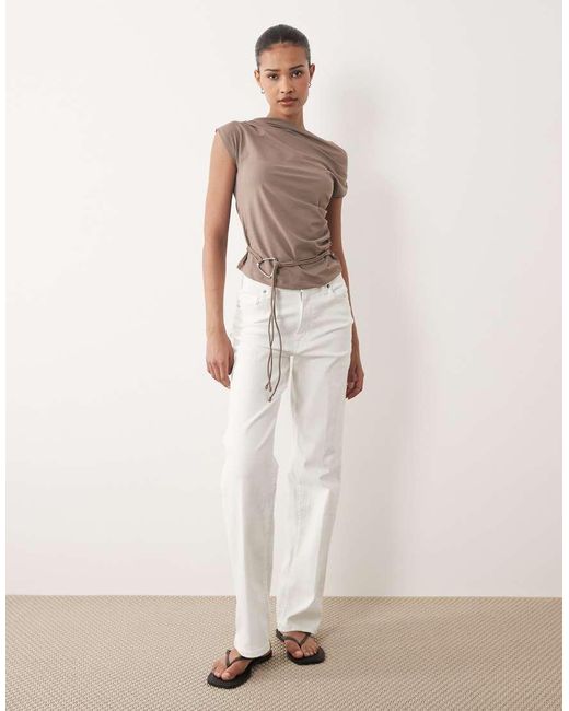 Cotton On Natural Georgie Belted Off Shoulder Top